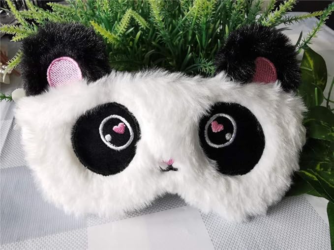 Cute Animal Sleeping Mask Soft Plush Blindfold Cute Rabbit Panda Koala Eye Cover Eyeshade for Kids Teens Girls Women (Panda)