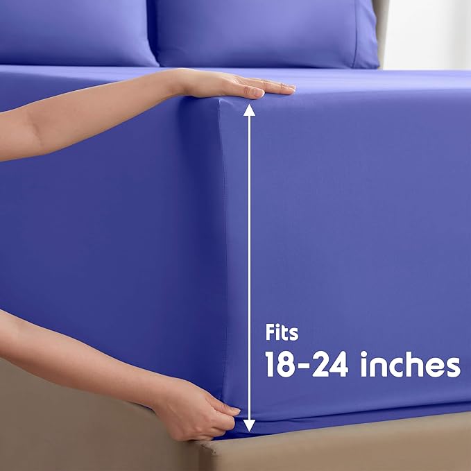 Nestl Extra Deep Queen Sheet Set - 6 Piece Breathable & Cooling Sheets - Hotel Luxury Bedding Set w/18-24 Inch Deep Pockets - Easy & Secure Fit - Super Soft, Wrinkle Free & Comfy - Royal Blue