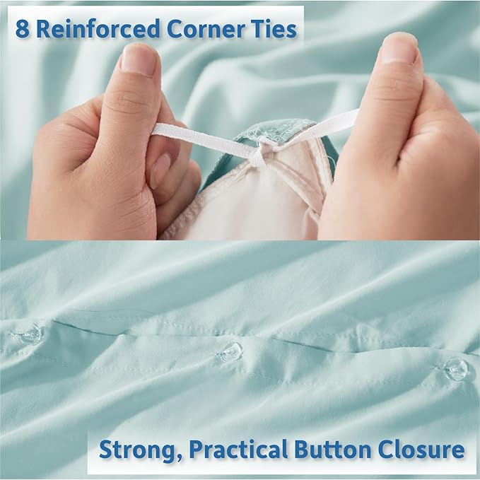 Nestl Twin Duvet Cover Set with Comforter Insert - Light Blue 3 Piece 68x90 Duvet Cover & 1 Pillow Sham with White Quilted Down Alternative Comforter, Ultra Soft, All Season