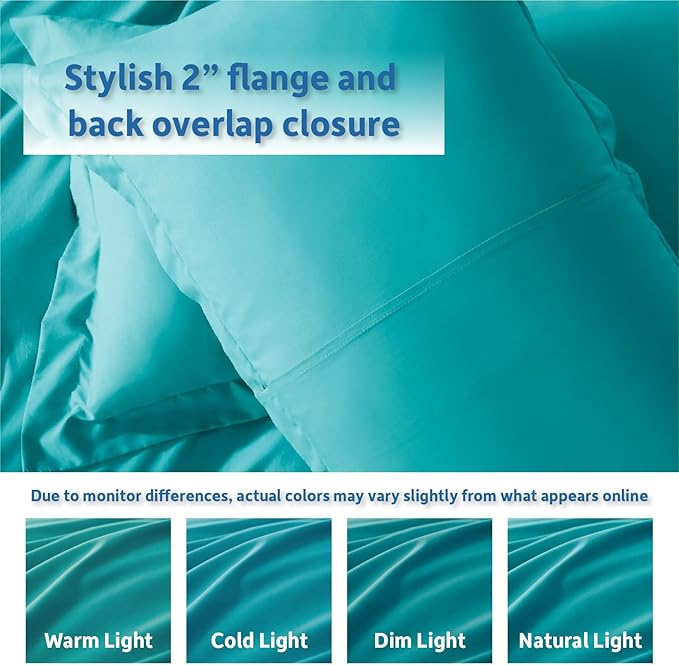 Nestl Twin Duvet Cover Set with Comforter Insert - Teal 3 Piece 68x90 Duvet Cover & 1 Pillow Sham with White Quilted Down Alternative Comforter, Ultra Soft, All Season