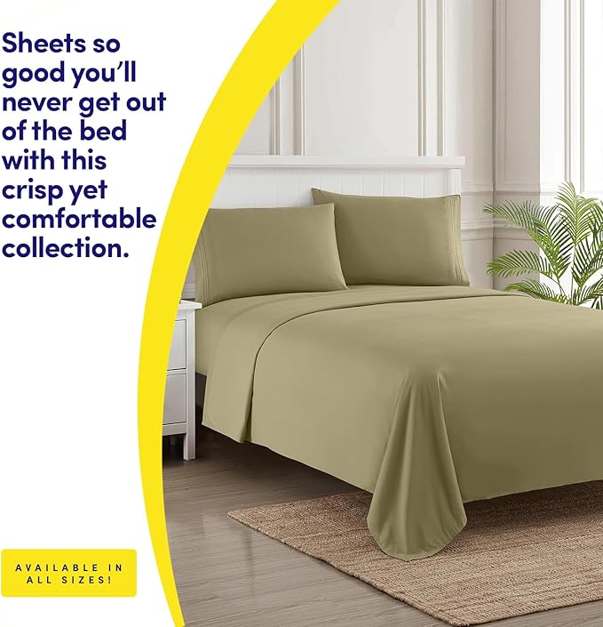 1500 Supreme Collection King Sheet Sets Sage Green - Luxury Hotel Bed Sheets and Pillowcase Set for King Mattress - Extra Soft, Elastic Corner Straps, Deep Pocket Sheets, King Sage Green