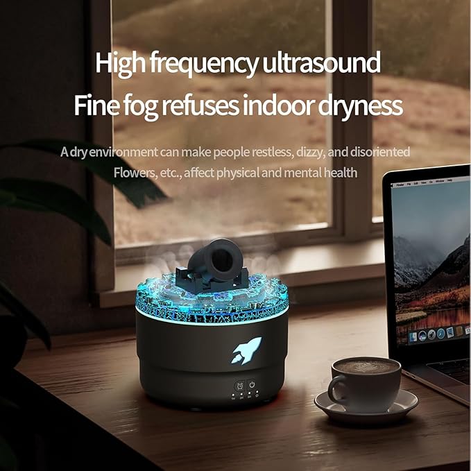 Cannon Blast Aroma Humidifier, Silent Turret Diffuser With 7 Colors for Home, Bedroom - Yellowcane