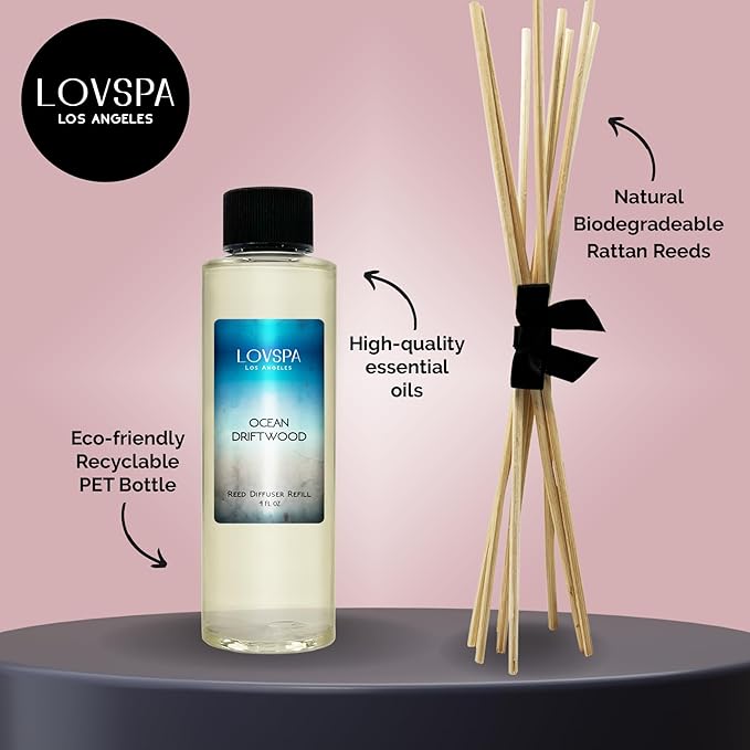 Ocean Driftwood Diffuser Oil - Luxury Essential Oils for Diffuser Refill & Air Freshener Room Spray - Long-Lasting & Natural Home Fragrance, Scented Oil for Diffusers, USA Made, 4oz