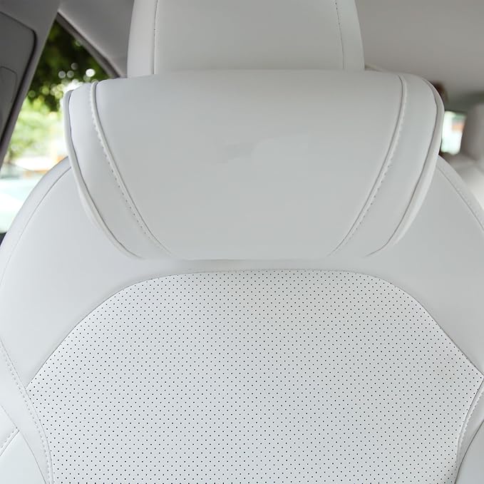 TOPABYTE Car Neck Pillow for Tesla Model 3 Model Y Model S Model X Cybertruck Accessories Memory Foam Ergonomic Design Comfortable Headrest Cushion, 1 Piece, White