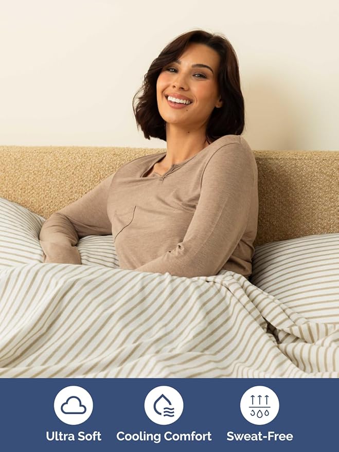 Extra Deep Queen Sheet Set - 6 Piece Breathable and Cooling Sheets - Hotel Luxury Bedding for Women, Men, Kids & Teens - Easy Secure Fit - Soft & Wrinkle Free with Extra Deep Pockets - Beige Stripes