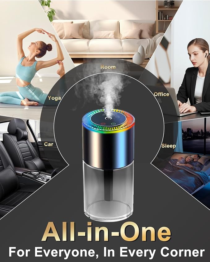 All-New, Smart Car Air Freshener Diffuser 160ml Large Capacity for 6 Months, Real-Time Monitoring, 90-Day Battery Life, 3 Modes, 7-Color with Starry Ceiling, for Car, Bedroom and Office.(OCEAN)