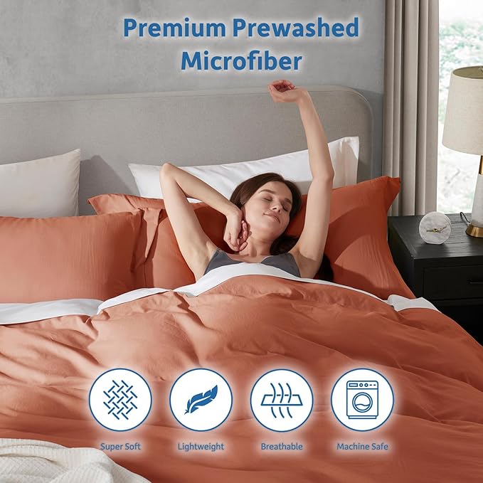 Nestl Rust California King Duvet Cover Sets - Soft Double Brushed Cal King Duvet Cover, 3 Piece, with Zipper Closure, 1 Duvet Cover 104x98 inches and 2 Pillow Shams