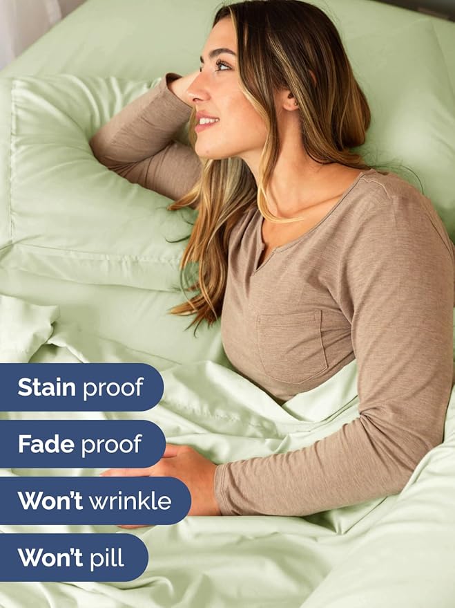 Extra Deep Full Sheet Set - 6 Piece Breathable and Cooling Sheets - Hotel Luxury Bedding for Women, Men, Kids & Teens - Easy & Secure Fit - Soft, Wrinkle Free & Comfy - Extra Deep Pockets - Light Sage