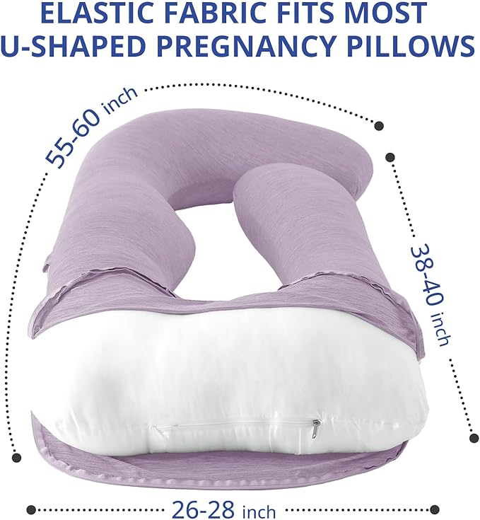 Sasttie Cooling Pregnancy Pillow Cover, 57-inch U Shaped Pregnancy Pillow Case, Fits 55 to 57 Inch Maternity Pillow, Lavender Purple (No Pillow Insert)
