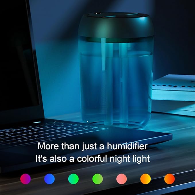 2L Cool Mist Humidifier, LED Light Upgrade Diffusers for Home, Auto Shut Off, Ultrasound Atomization, RGB Light and 3 Mist Modes for Winter, Bedroom