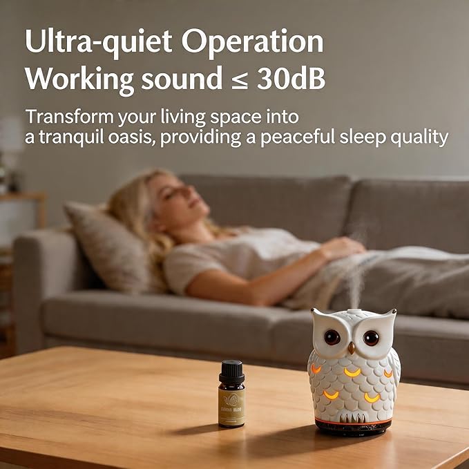 Ceramic Essential Oil Diffuser 200ml,Ultrasonic Aromatherapy Cool Mist Humidifier with 7-Color LED Night Light,Waterless Auto-Off & Timers,Vaporizer for Home Office Bedroom Decor