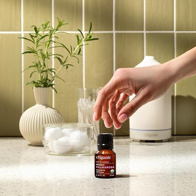 Cliganic USDA Organic Palmarosa Essential Oil, 1oz - 100% Pure Natural Undiluted for Aromatherapy | Non-GMO