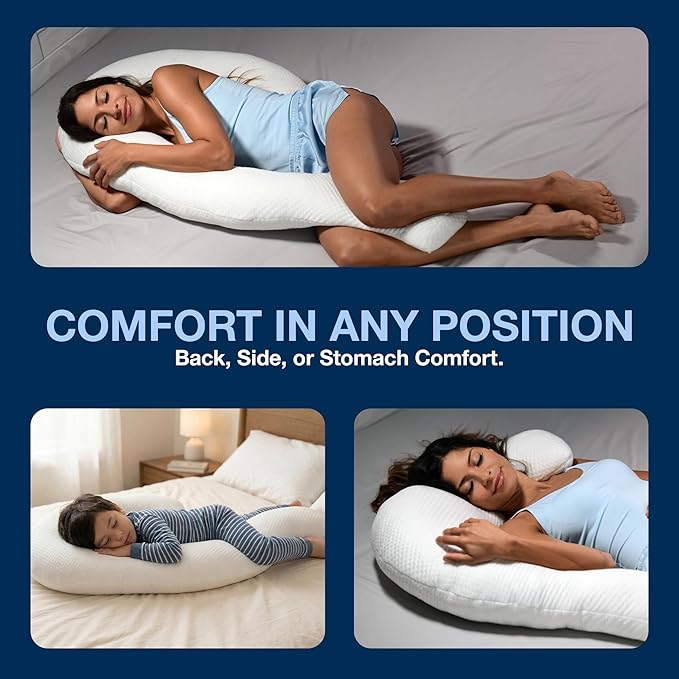 Contour Swan Original Body Pillow | Cozy, Huggable Pillow for Back, Hip, Knee, and Leg Relief | Total Comfort and Support for Side Sleepers | As Seen on TV