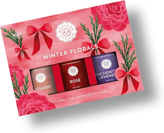 Winter Florals Essential Oil Blend Set | Jasmine, Rose & Enchanting Lavender | Aromatherapy Oils for Diffusers & Cozy Holiday Scents | Gift Set of 3