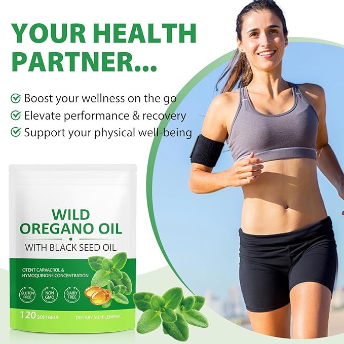 Oil of Oregano Softgels 6000mg, 120 Count | 2 in 1 Formulated with Black Seed Oil 200mg, Oregano Oil Capsules, High Carvacrol & Thymoquinone for Immune Support | Non-GMO, Gluten-Free