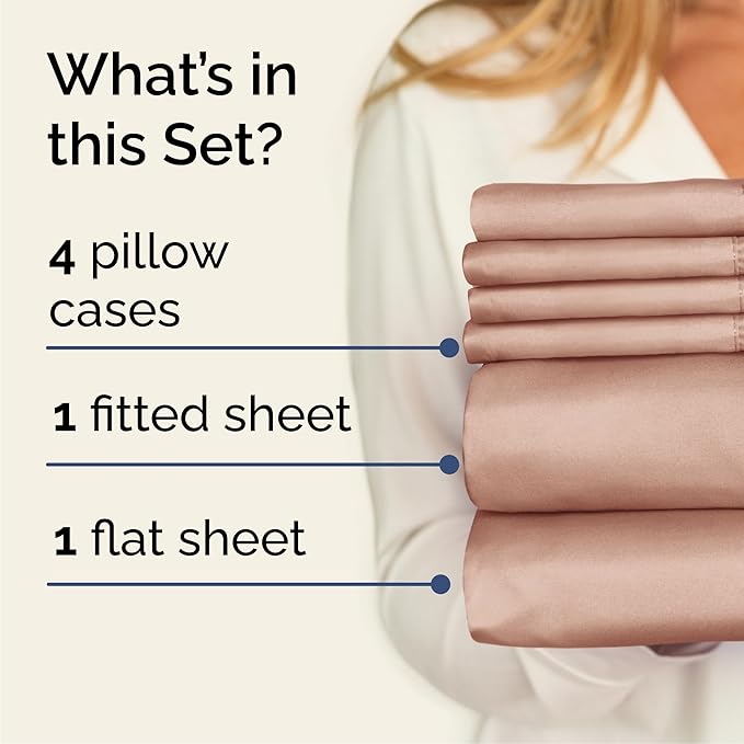 Queen 6 Piece Sheet Set - Comfy, Breathable & Cooling - Hotel Luxury Bedding for Women, Men, Kids, Teens and Children - 1 Flat & 1 Fitted Sheet & 4 Pillowcases w/ Deep Pockets - Wrinkle Free - Mauve