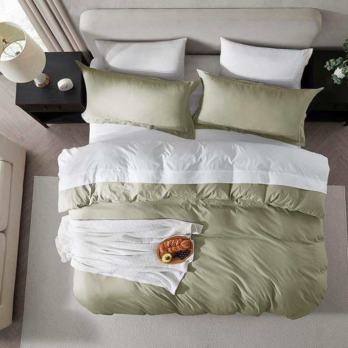 Nestl Twin Duvet Cover Set - Soft Double Brushed Light Sage Duvet Cover Twin/Twin XL, 2 Piece, with Zipper Closure, 1 Duvet Cover 68x90 inches and 1 Pillow Sham