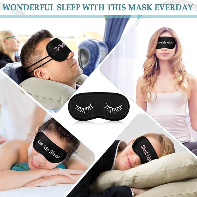 Eurzom 40 Pcs Funny Sleep Eye Mask Soft Night Mask Bulk for Sleeping Blackout Blindfolds with Adjustable Strap for Women Men Kids Nap Meditation Party Travel Gifts Favors(Mixed Colors)