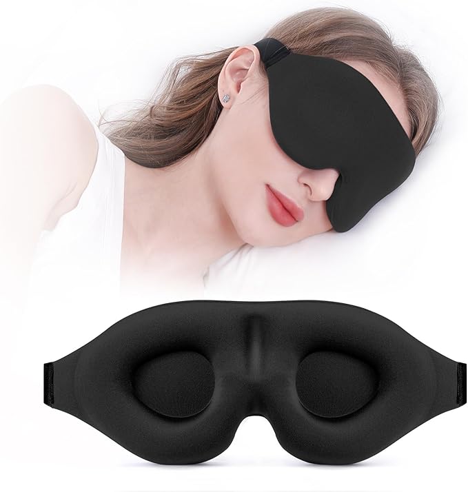 Sleep Mask (Black & Purple) for Men Women, Complete Light Blocking 3D Eye Mask for Sleeping Night Blindfold, Relaxing Zero Pressure Eye Cover