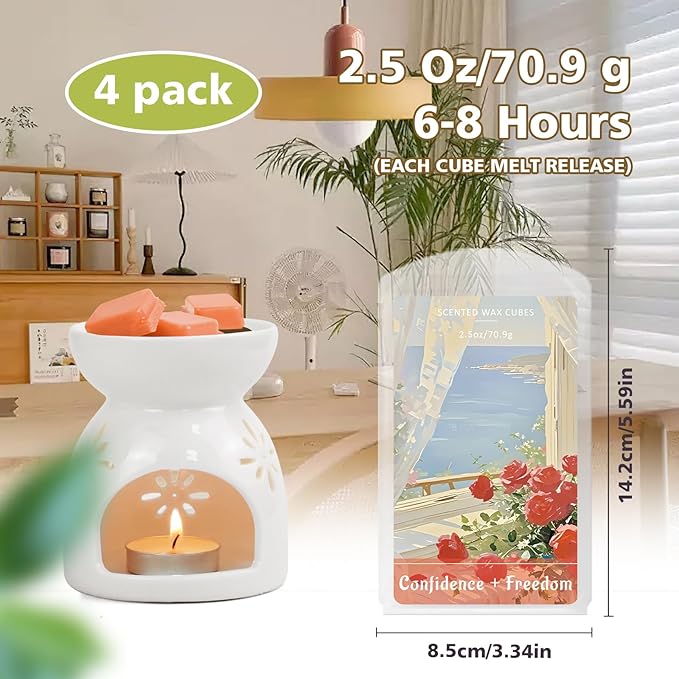 SCENTORINI Wax Melts, Wax Cubes Strong Scent, Long-Lasting Candle Wax for Healing Calming Relax, Scented Soy Wax Melts for Warmer, 2.5oz*4 Pack, Home Fragrances and Decoration