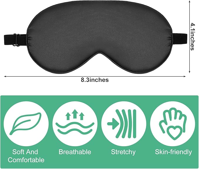 6 Pieces Natural Silk Sleep Mask Soft Eye Mask Adjustable Strap Blindfold Eyeshade Smooth Comfortable Eye Cover with Bag for Sleeping(Black, Taro Purple, Navy, Purple, Pink, Gray)