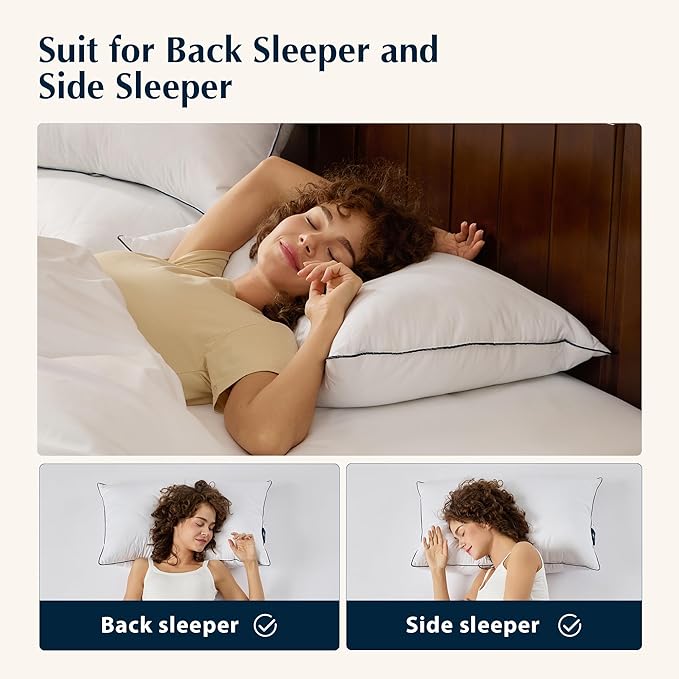 Pacific Coast Premium Goose Feather & Down Bed Pillows Queen Size 2-Pack, Hotel Quality Collection, Medium Support for Side & Back Sleepers
