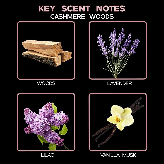 Reed Diffuser Set, Cashmere Woods Scented Oil Diffuser with Sticks, Home Fragrance Accessories for Bathroom Shelf Decor, Aroma Diffusers for Home or Office Fall Decor, USA Made