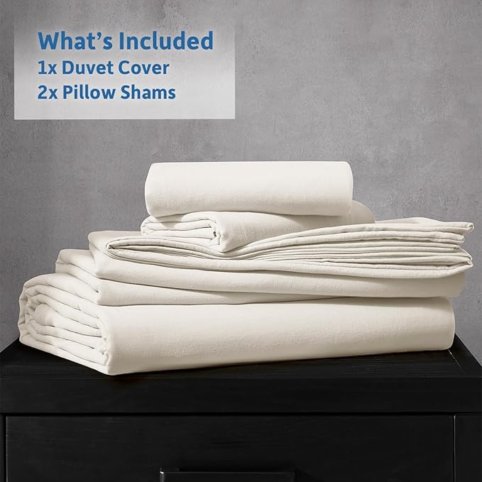 Nestl Off White Duvet Cover King Size - Soft Double Brushed King Duvet Cover Set, 3 Piece, with Zipper Closure, 1 Duvet Cover 104x90 inches and 2 Pillow Shams