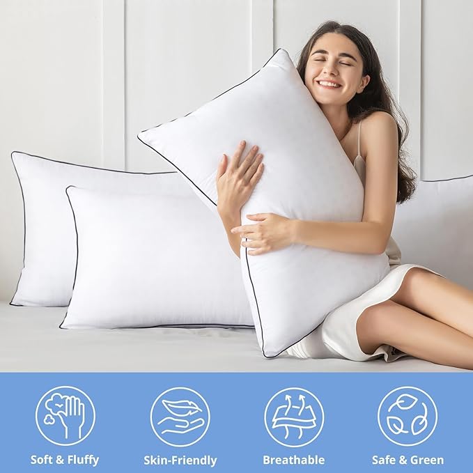 JOLLYVOGUE King Size Bed Pillow 1-Pack, Single Pillow for Sleeping, Breathable and Supportive with Down Alternative Fill, Hotel Collection Pillow for Side, Back, and Stomach Sleepers