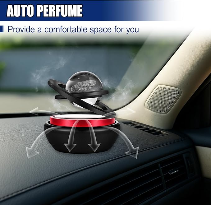 Solar Energy Car Dashboard Spinner, Rotatable Decoration Diffuser with Crystal Ball, Automatic Rotate Automotive Interior Decoration Accessory for Cars Home Office (Black)