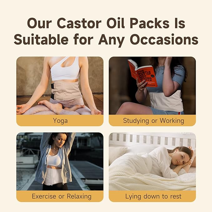 Langsprit Castor Oil Pack Wrap, Cotton Castor Oil Packs for Liver Detox,Pink-2 L