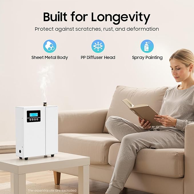 Scent Diffuser, Diffuser for Large Room with LCD Screen Essential Oil Diffuser Scent Machine 150ml House Scent Diffuser Cover 1,100 sq.ft (100 m²) Area for Whole Home Hotel Party