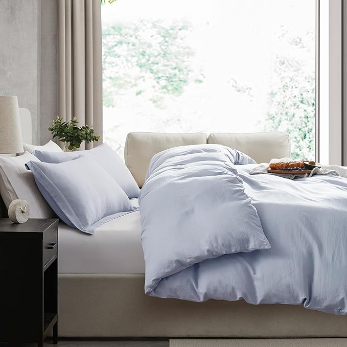 Nestl Twin Duvet Cover Set - Soft Double Brushed Ice Blue Duvet Cover Twin/Twin XL, 2 Piece, with Zipper Closure, 1 Duvet Cover 68x90 inches and 1 Pillow Sham