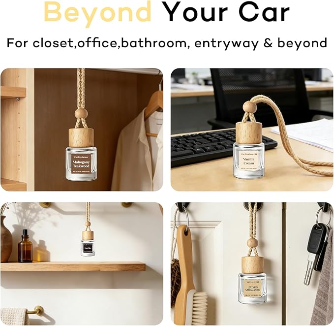 C Classy Hanging Car Air Freshener 2 Pack, Cabana Hotel Scent Essential Oil Diffuser, Long-Lasting Fragrance,Cute Glass Bottle Car Accessories for Women & Men, Made in USA