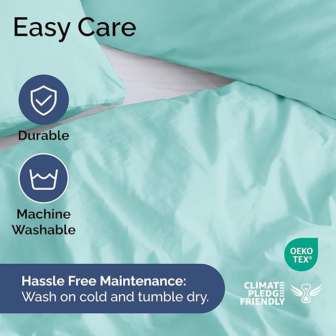 Duvet Cover Queen Size Set - Extra Soft Queen Duvet Cover 90" x 90" with 2 Pillow Shams - Hotel Luxury, Easy Care & Fade Free w/ Zipper Closures & Ties - All Season, Comfy and Breathable (Spa Blue)