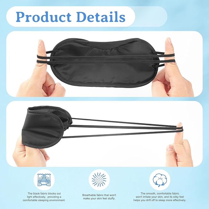 Bulk Sleep Masks, Black Eye Masks in Bulk, Featuring Elastic Straps and A Nose Bridge Design, Individually Packaged, Ideal for Travel Sleep and Quick Naps (200-PACK)