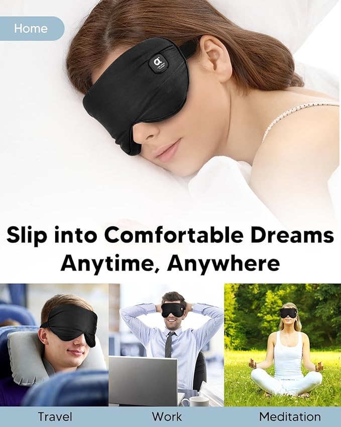 arboleaf Heated Eye Mask for Dry Eyes, Cordless Rechargeable Warm Eye Compress, Temperature Control, Light Blocking, Washable Cover & Travel, 1000mAh Rechargeable Battery