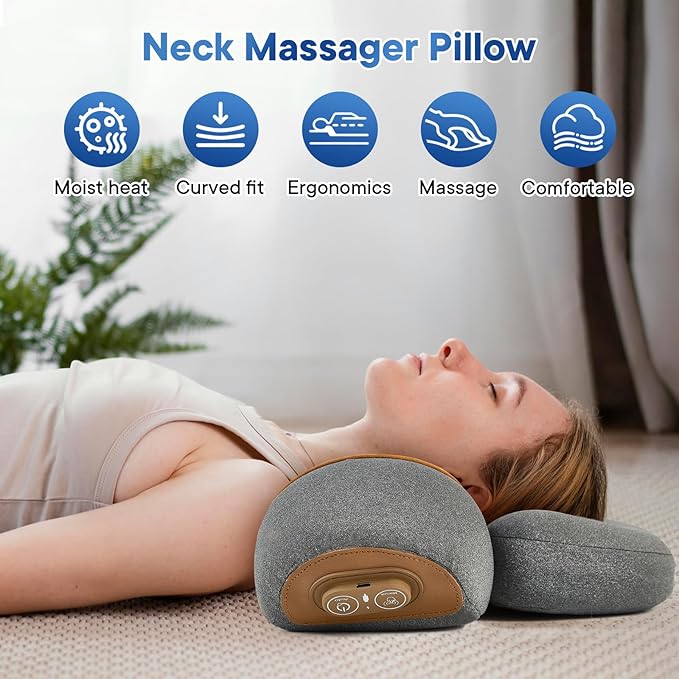 Upgraded Neck Massager Pillow, 3-in-1 Neck Massager, Traction Massage with Heat, Neck Pillow for Shoulder Pain, Deep Tissue Pain Relief, Rechargeable TheraPillow, Gifts for Mother
