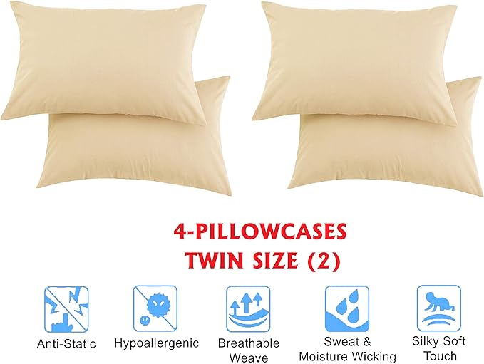 Elegant Comfort Luxury Soft Bed Sheets 1500 Premium Hotel Quality Microfiber Softness Wrinkle and Fade Resistant (4-Piece) Bedding Set, Twin/Twin XL, Linen Cream