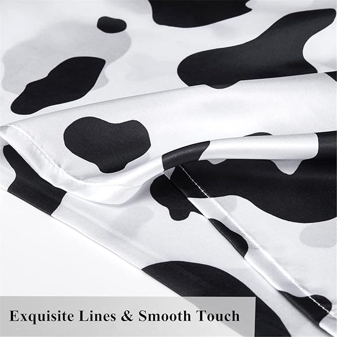 Satin Pillowcase for Hair and Skin Cow Print Silk Satin Pillowcase 2 Pack Standard Size Pillow Cases Set of 2 Cooling Silky Pillow Cover with Envelope Closure (20x26 inches, Cow)