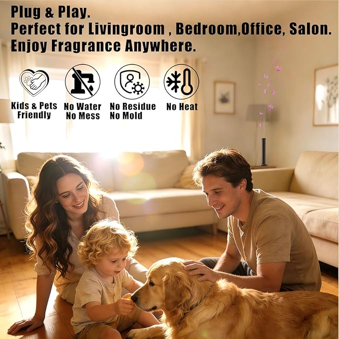 Waterless Essential Oil Diffuser - Smart App Control Home Scent Diffuser Quiet Hotel Aroma Machine, 1000 Sq.Ft Large Room Coverage Starter Kit