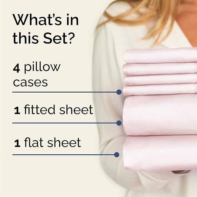 Cal King 6 Piece Sheet Set - Comfy, Breathable & Cooling - Soft Hotel Luxury Bedding for Women, Men, Kids, Teens & Children - 1 Flat & 1 Fitted Sheet & 4 Pillowcases w/ Deep Pockets - Lavender Pink