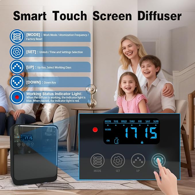 Smart Aroma Diffuser for Home & Business, 240ml Waterless Essential Oil Diffuser with App Control, Covers 400 to 2000 Sq.Ft, Pure Essential Oil Only for Hotel, Office, Spa