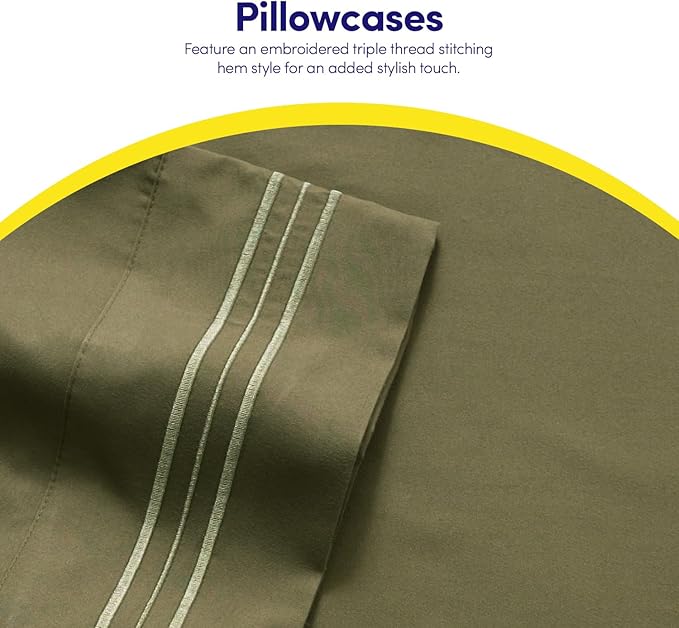 1500 Supreme Collection California King Sheet Sets Olive Green - Luxury Hotel Bed Sheets and Pillowcase Set for California King Mattress - Extra Soft, Elastic Corner Straps, Deep Pocket Sheets Olive