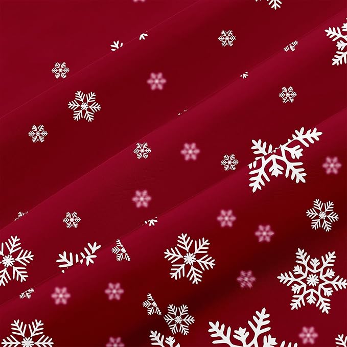 YIYEA Christmas Pillow Cases Queen Size Set of 4, Ultra Soft Double Brushed Microfiber Red Pillowcases and Christmas Snowflake Pillow Covers, Envelope Closure, Fade Resistant (20"x30")