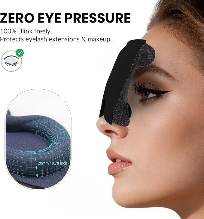 100% Blackout Sleep Mask for Men, 3D Contoured Eye Mask for Deep Sleep, No Eye & Lash Pressure, Soft Adjustable Sleeping Mask for Daytime Sleep, Business & Long Flight Travel Essential, Black