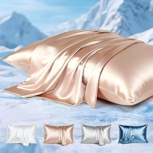 Avolare 2 Pack Cooling Pillow Cases Standard Size, Arc-Chill 3.0 Cooling Pillow Cases for Hot Sleepers, Gentle on Hair and Skin, Zipper Pillow Cover, Machine Washable, Champagne, 20"x26"