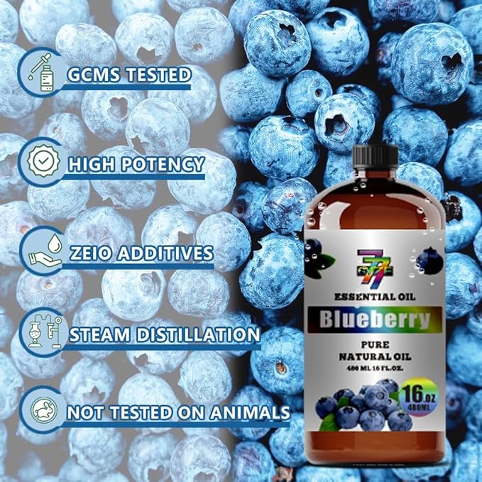 Blueberry Essential Oil - Blueberry Oils for Diffusers, Humidifiers, DIY Candles, Soap, Cleaning, Home, Office, Yoga, Massage, Gifts - 16 fl oz (480 ml) - GV77ZF