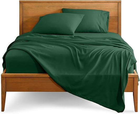 Bare Home Queen Sheet Set - 1800 Ultra-Soft Microfiber Queen Bed Sheets - Double Brushed - Deep Pockets - Easy Fit - 4 Piece Set - Bedding Sheets & Pillowcases (Queen, Forest Green)