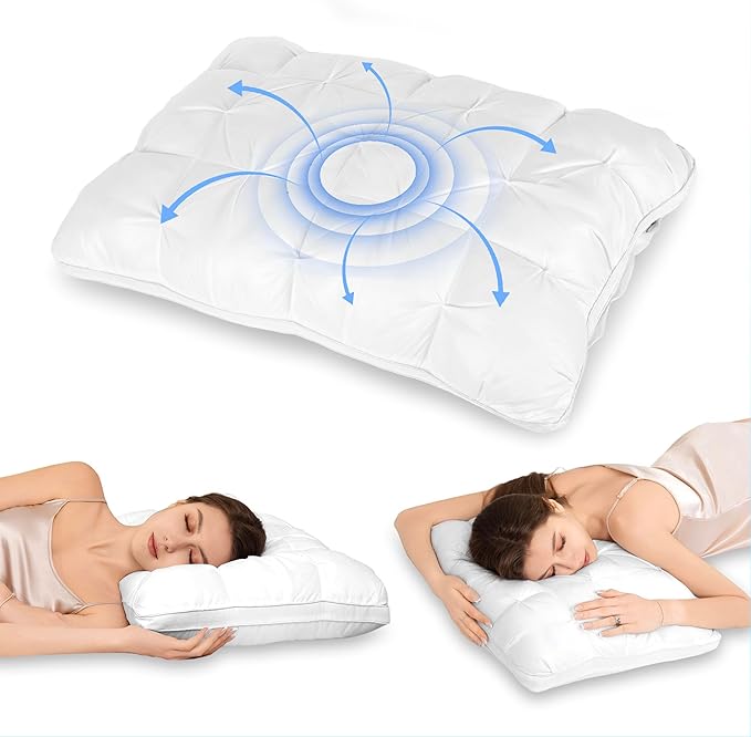 WESLEEPER Pillows Queen Size Set of 1 Pillow for Sleeping Christmas Pillows Hotel Pillows 20x30 -Inches Deep Sleep Neck Support Suitable for Supine, Prone, or Side-Lying Sleeping Positions
